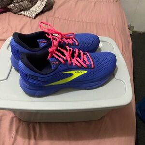 Brooks Blue Running Shoes with Pink Laces